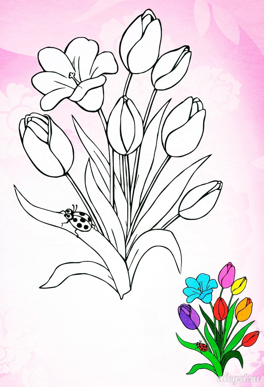 Раскраска весна, весенние цветы тюльпаны для детей распечатать