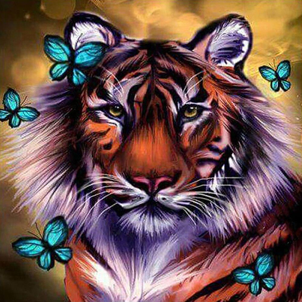 Тигр с бабочкой рисунок - 70 фото
