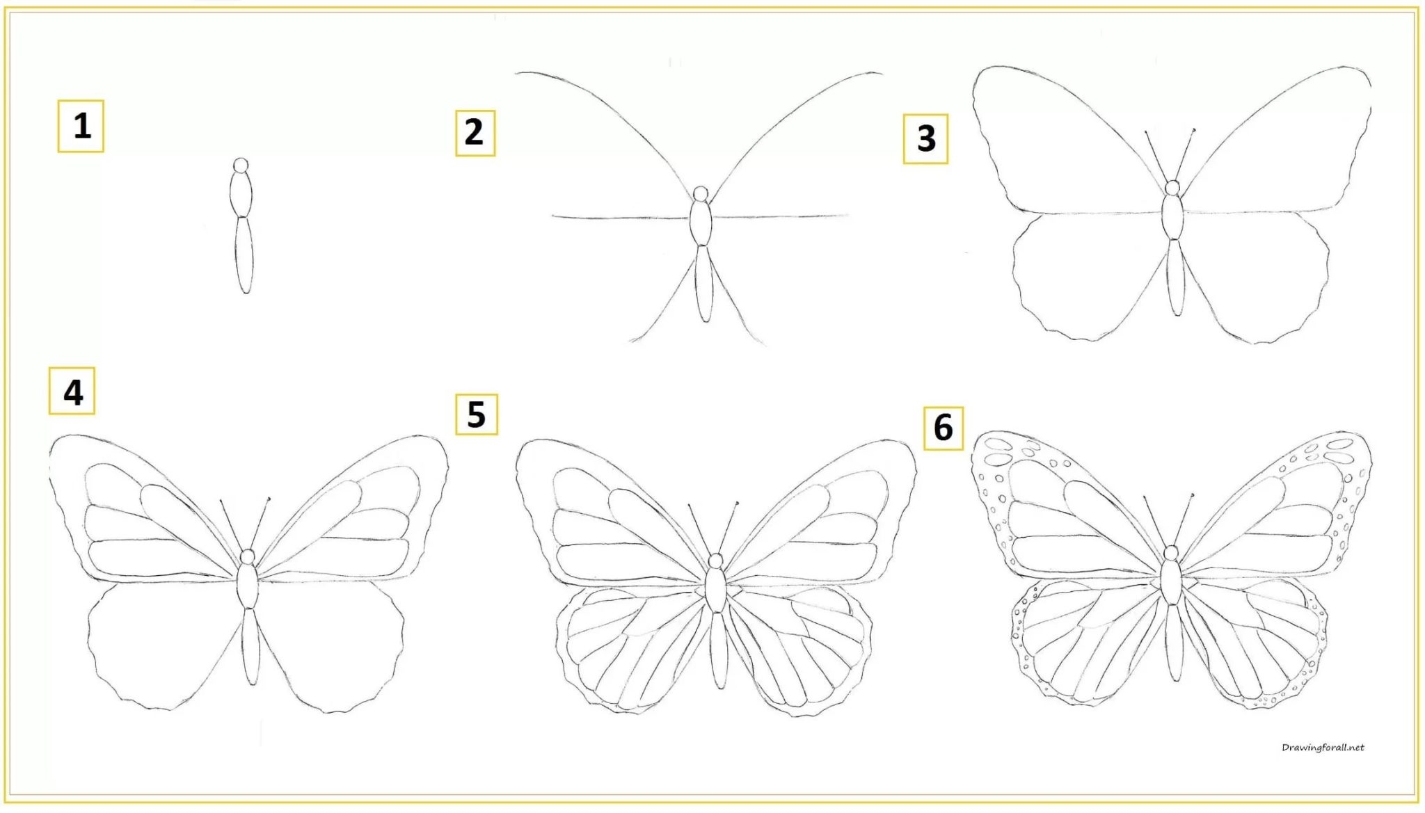 Пошаговые инструкции по рисованию бабочки