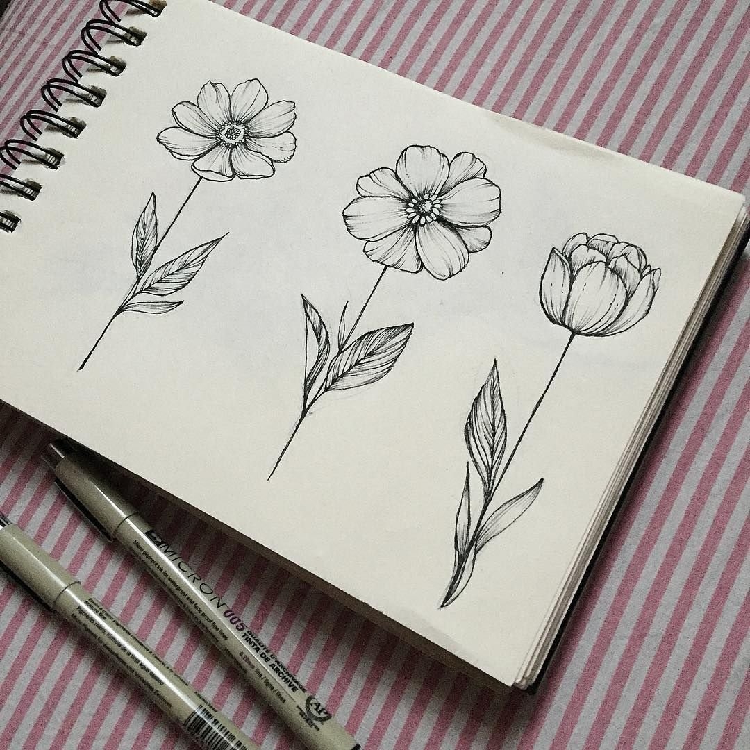 Рисунки для срисовки в скетчбук цветы - 59 фото