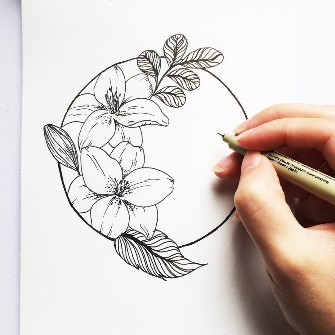 Рисунки для срисовки в скетчбук цветы - 59 фото