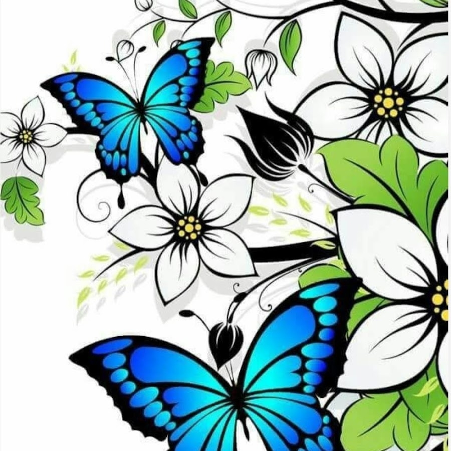 Раскраски Цветы И Бабочки