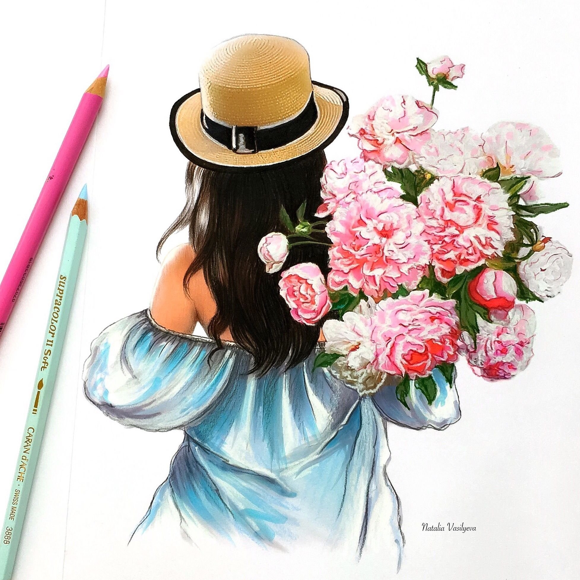 Девушка с цветком 60х80 Раскраска картина по номерам на холсте Z-ABx80 купить в Краснодаре
