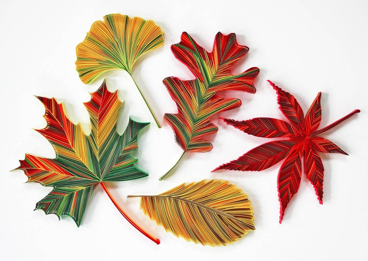 Осенние листья оригами из бумаги - 64 фото