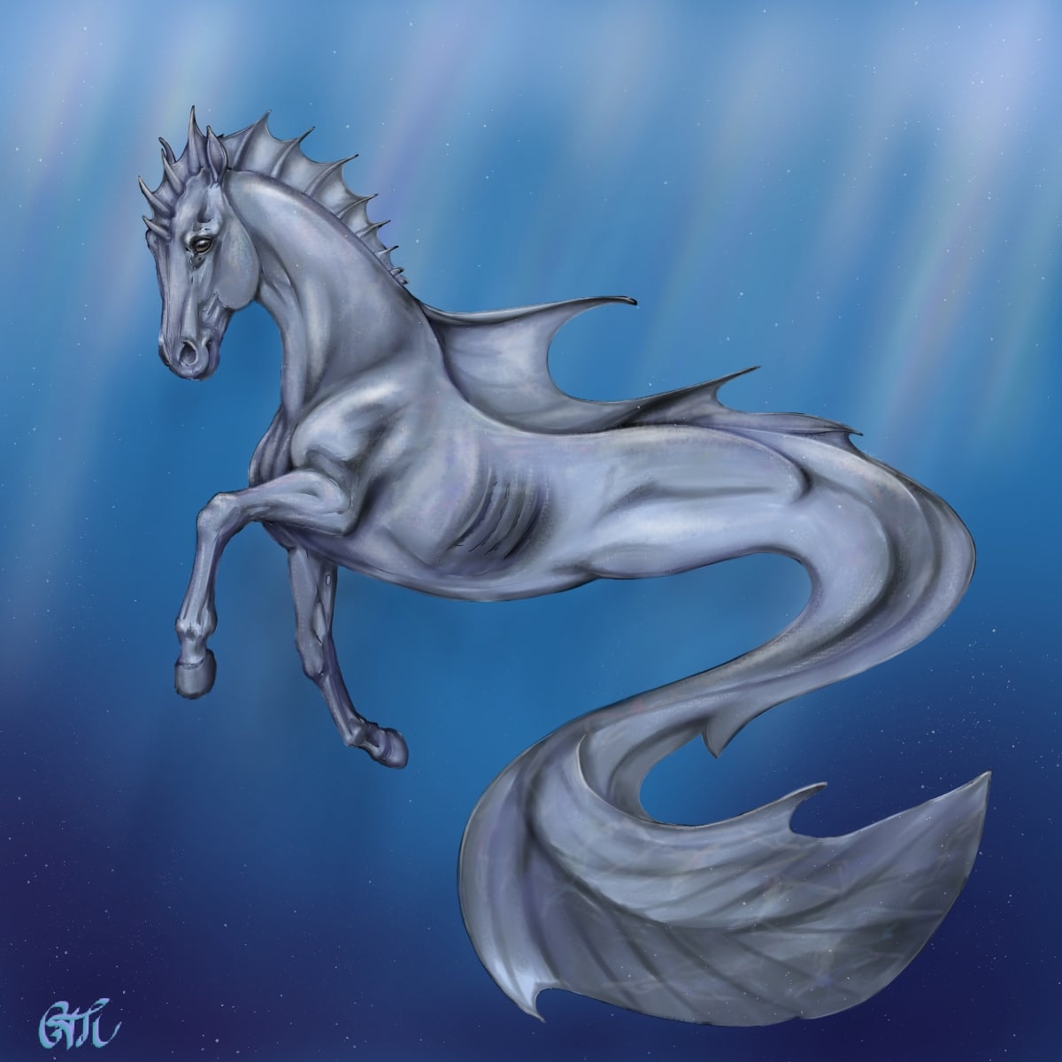 Водяная лошадь это. Келпи лошадь Гиппокампус. Гиппокампус мифология. Единорог Гиппокампус. Водяной конь.