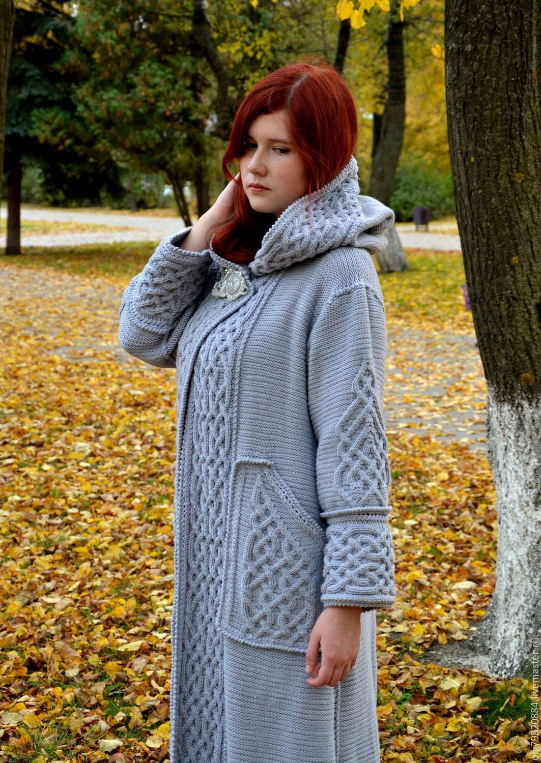Пальто вязаное Весна-Осень