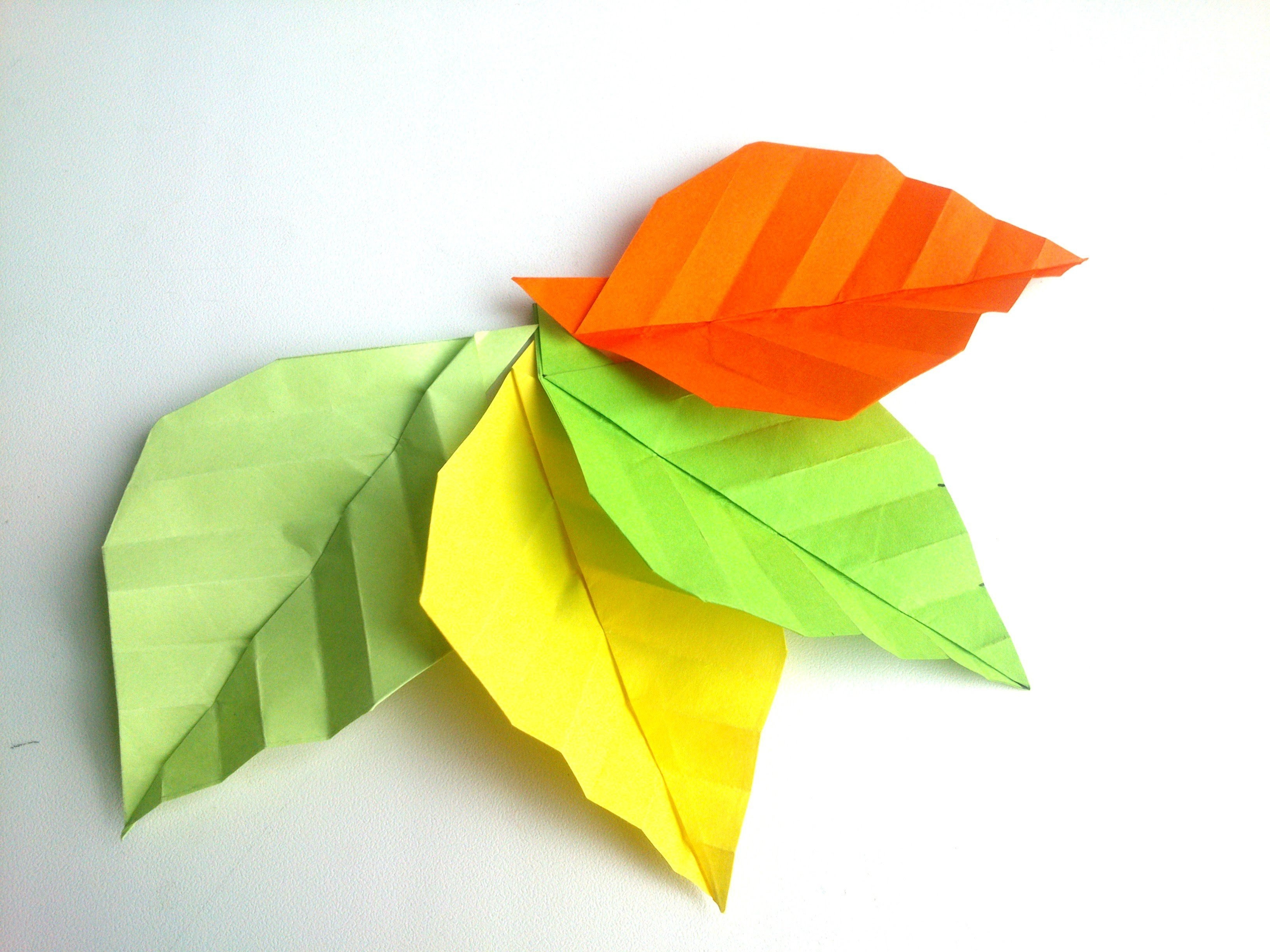 Осенние листочки из бумаги оригами - 67 фото
