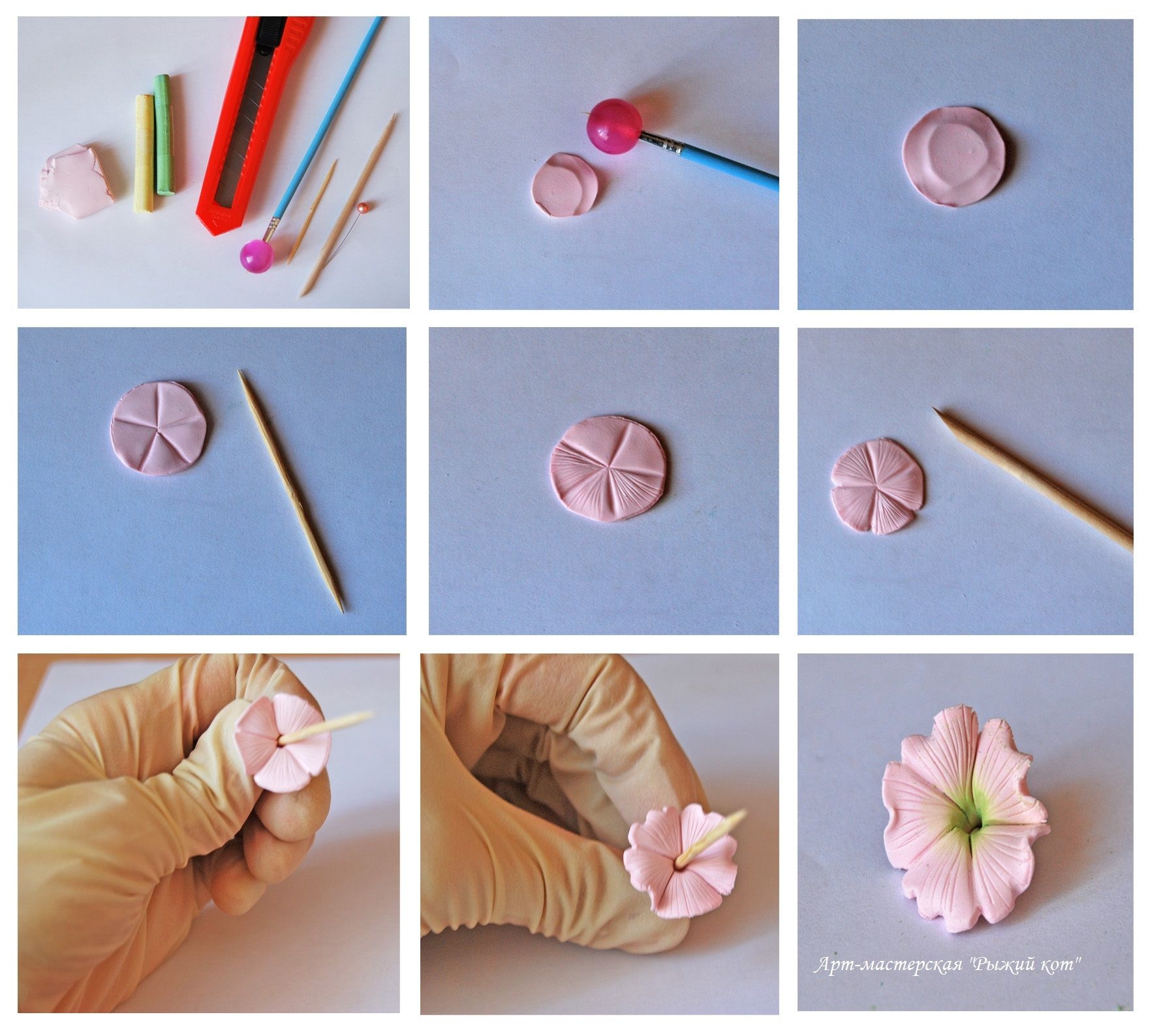 Как сделать цветы (розы) из полимерной глины - мастер класс