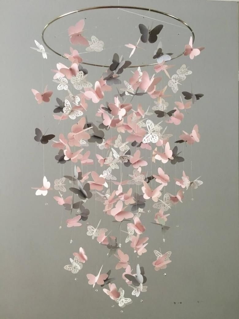 Люстра с бабочками белая (72 фото)