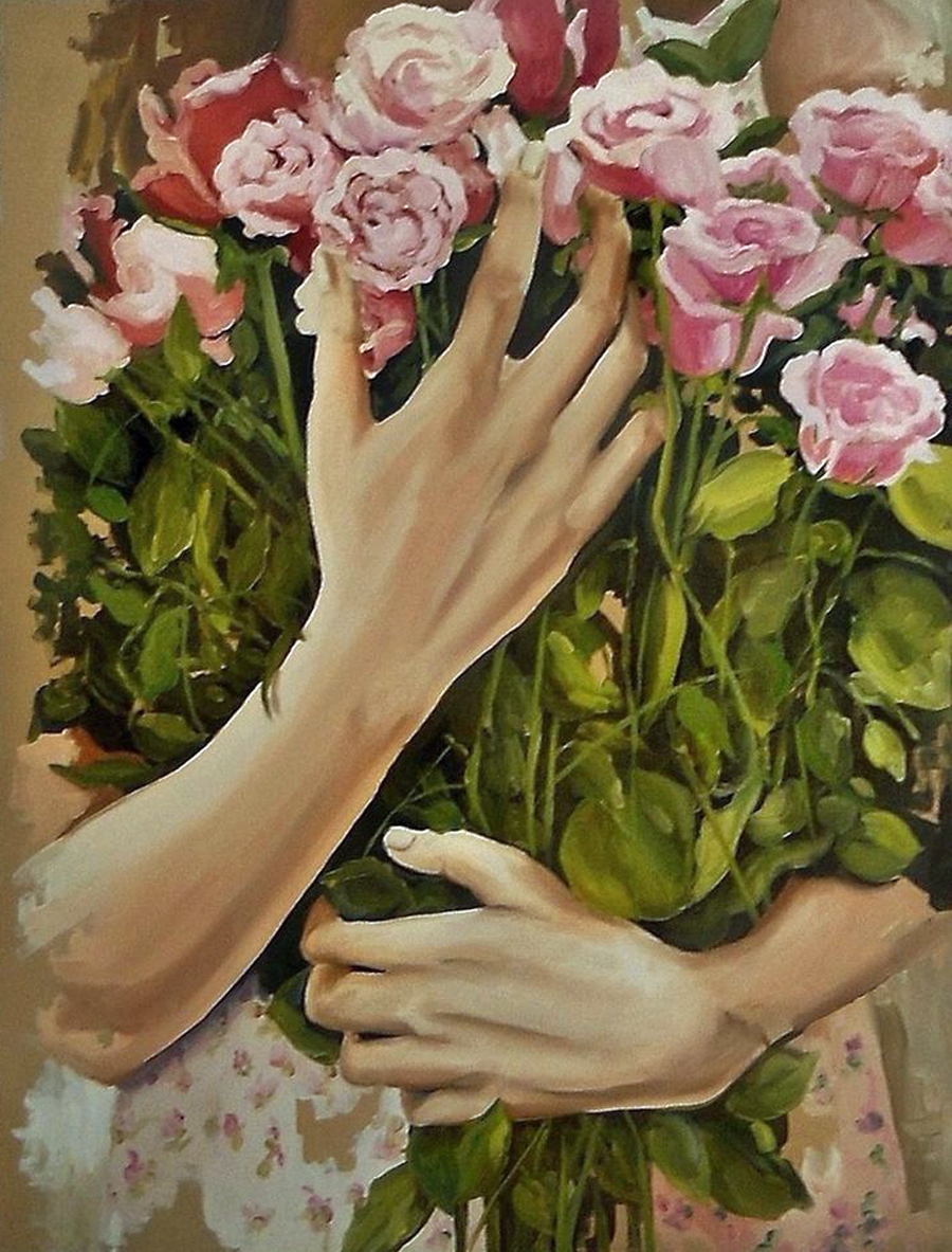 Красивые картины рук. Бразильский художник Consuelo Arantes. Розы живопись. Картина цветы в руках.