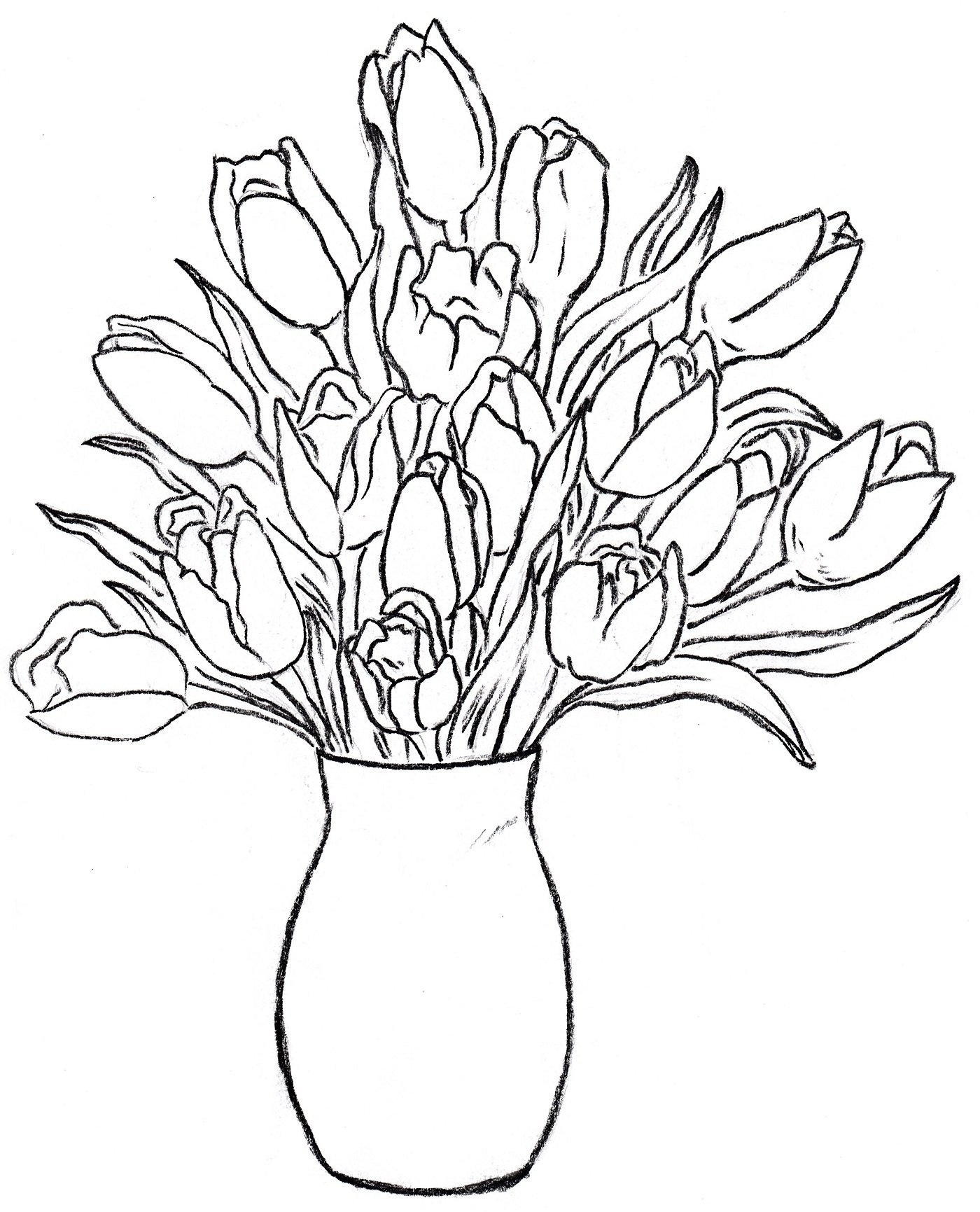 Раскраска Самый большой букет тюльпанов