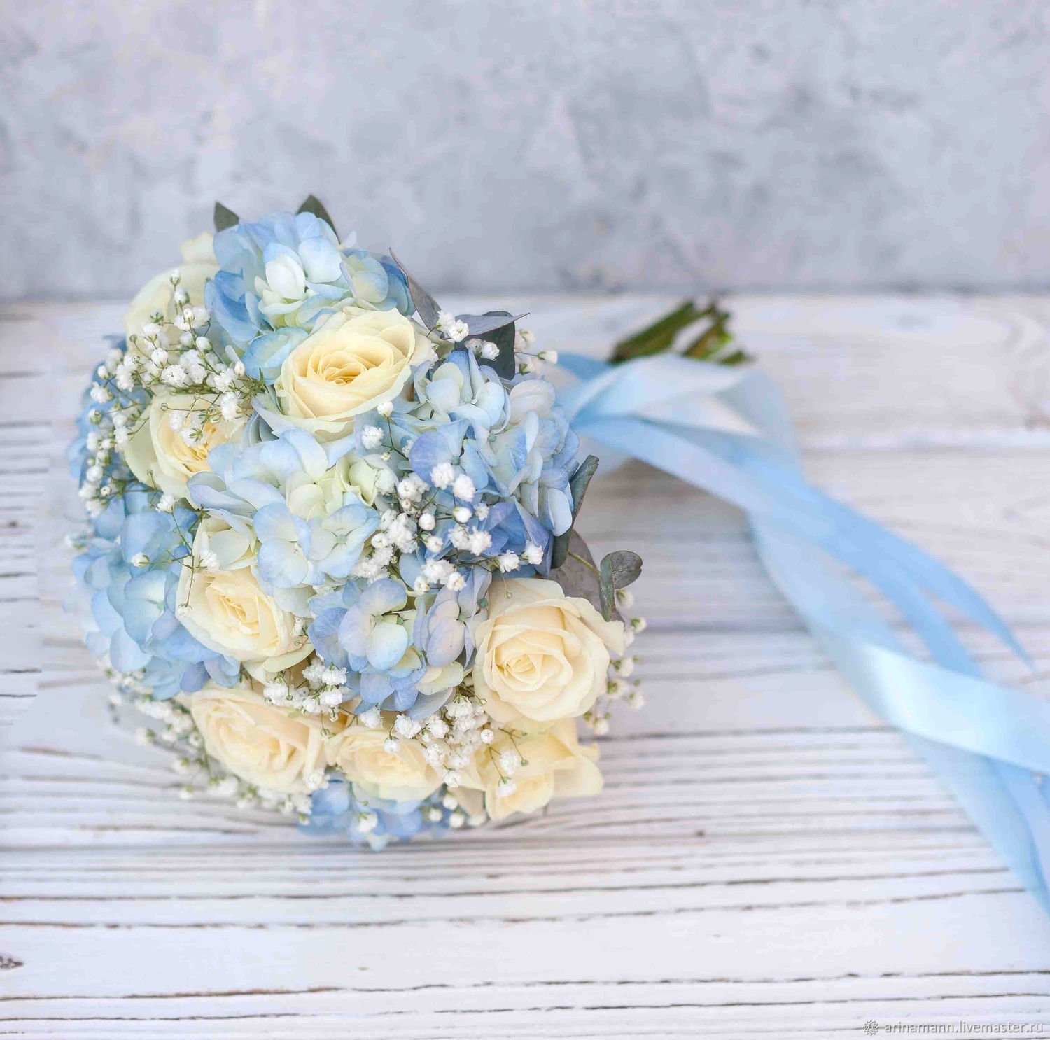 Купить голубой букет невесты в СПб