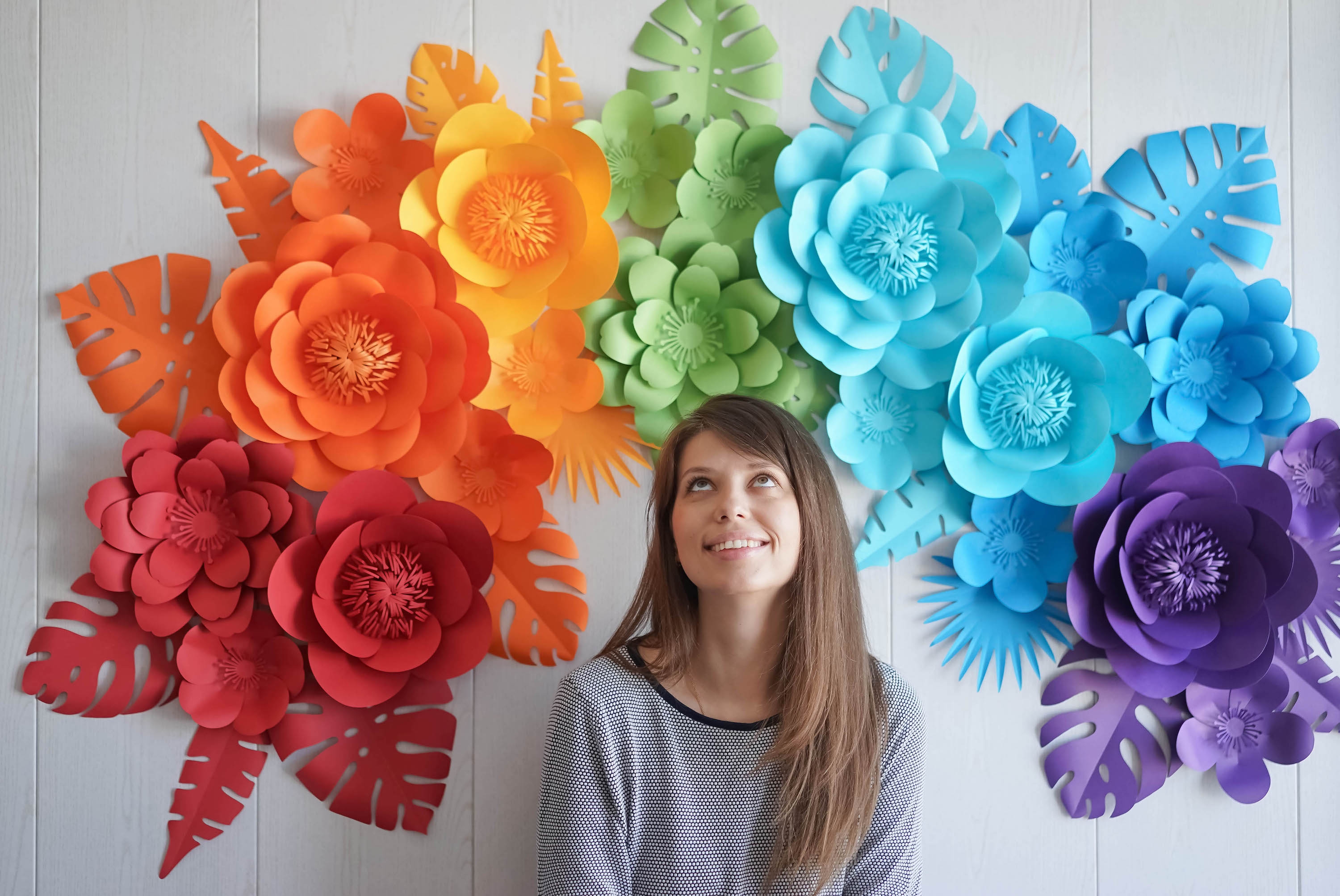 Большие цветы на ножке из бумаги - купить для декора в интернет-магазине Wellmarry