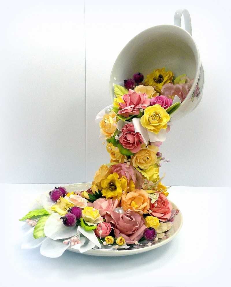 Чашка с цветами поделка - 82 фото