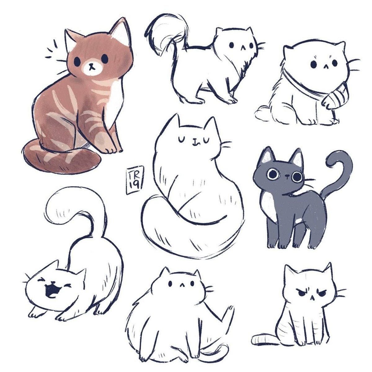 разные нарисованные котики