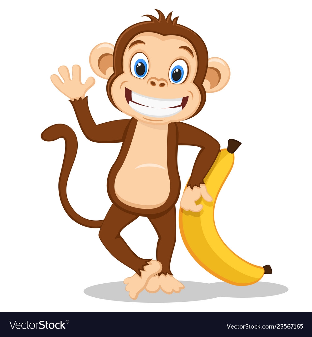Раскраска обезьяна С. Обезьяна с бананом