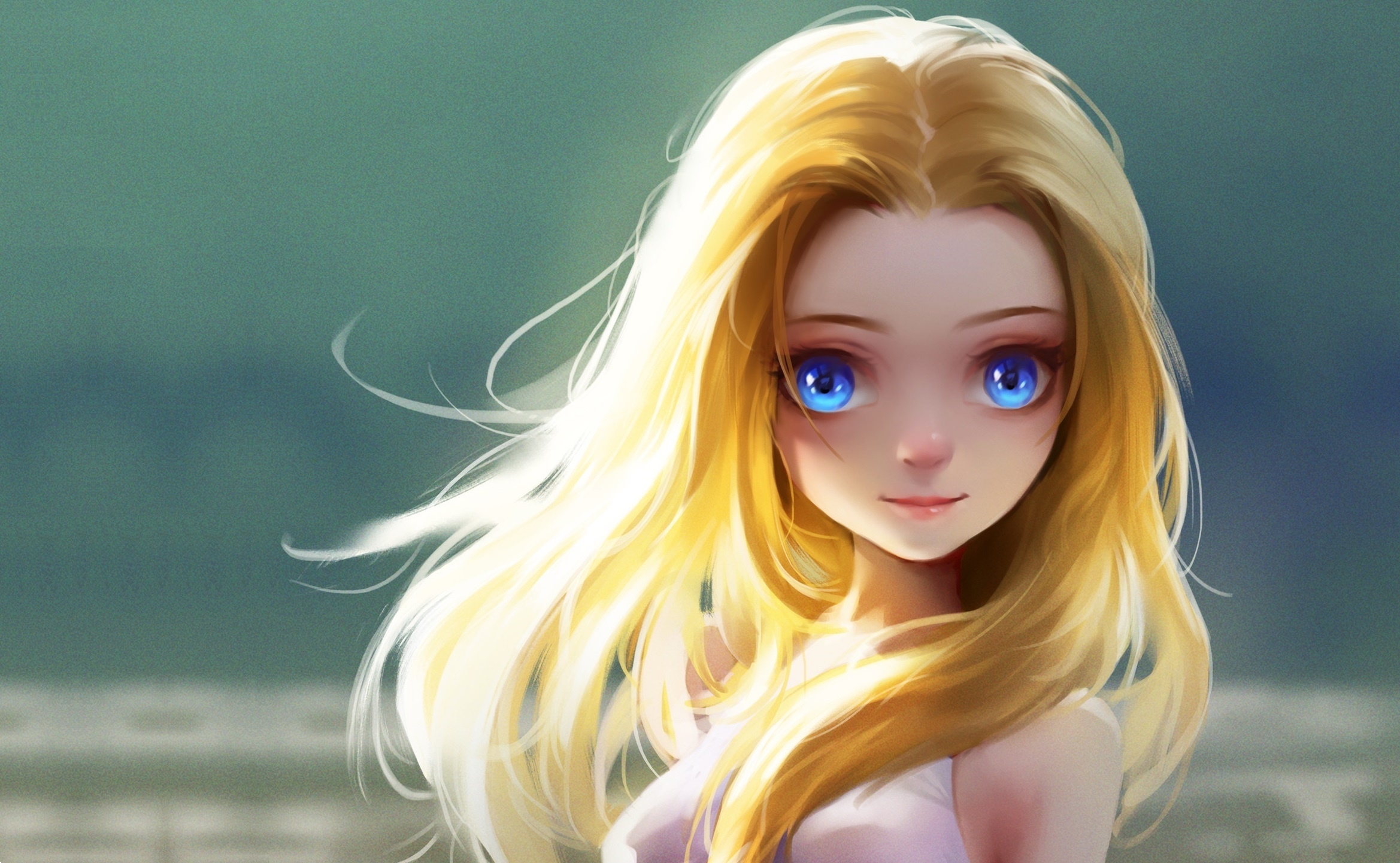 Рисунок девушки с большими голубыми глазами — Арт картинки