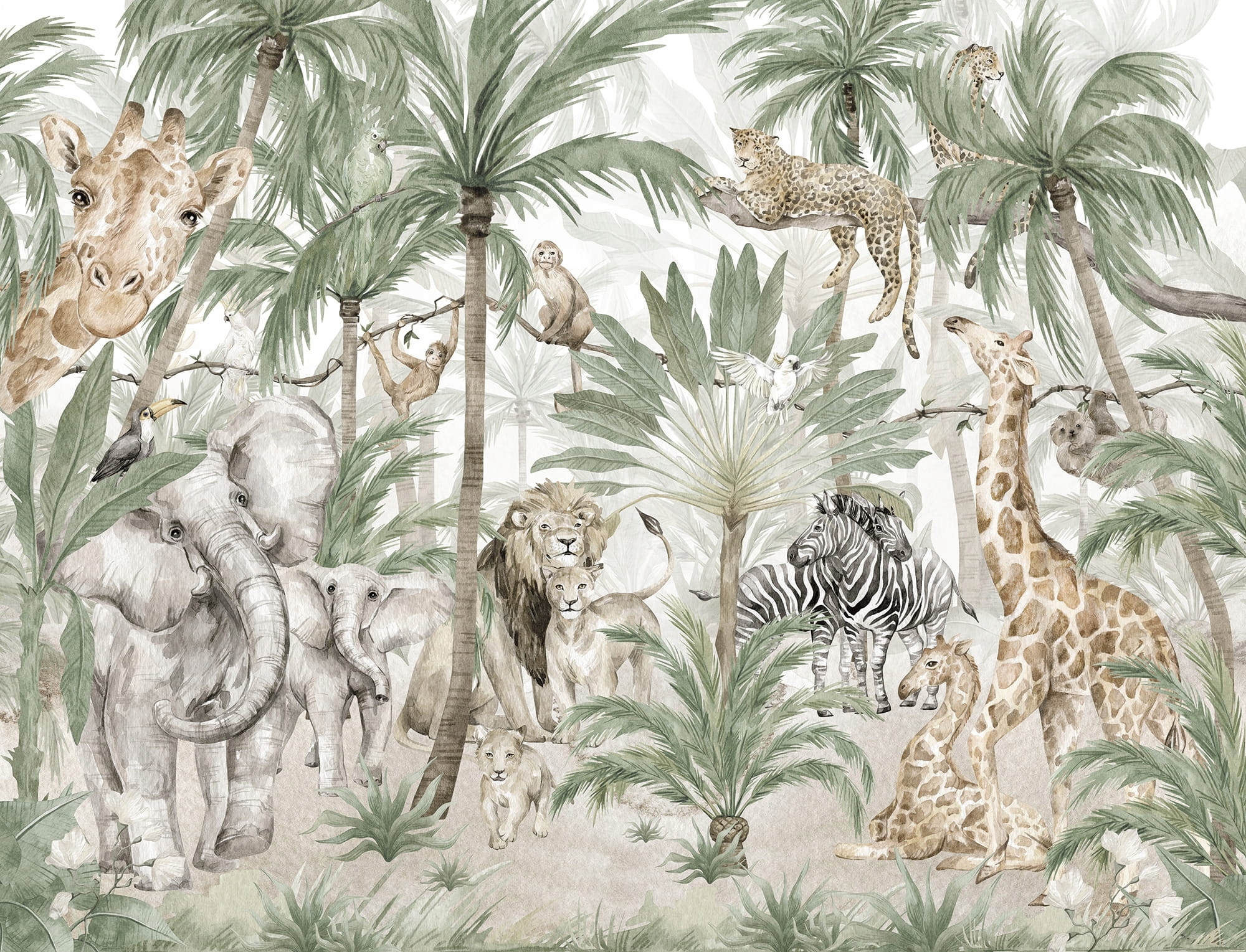 Фреска сафари джунгли детская. Обои с животными для стен. Животные джунглей. Фотообои сафари. Оазис животные