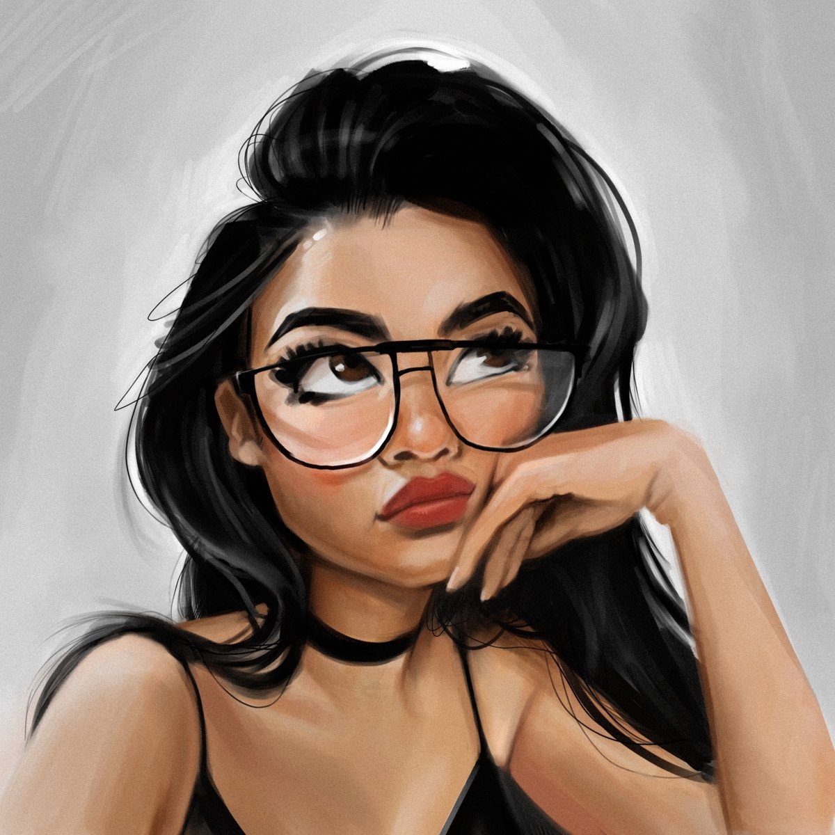 Рисунок девушка в очках - 80 фото
