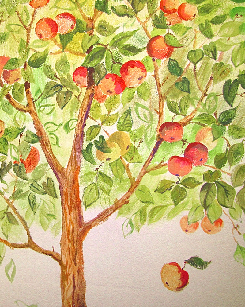 яблоня рисунок красками