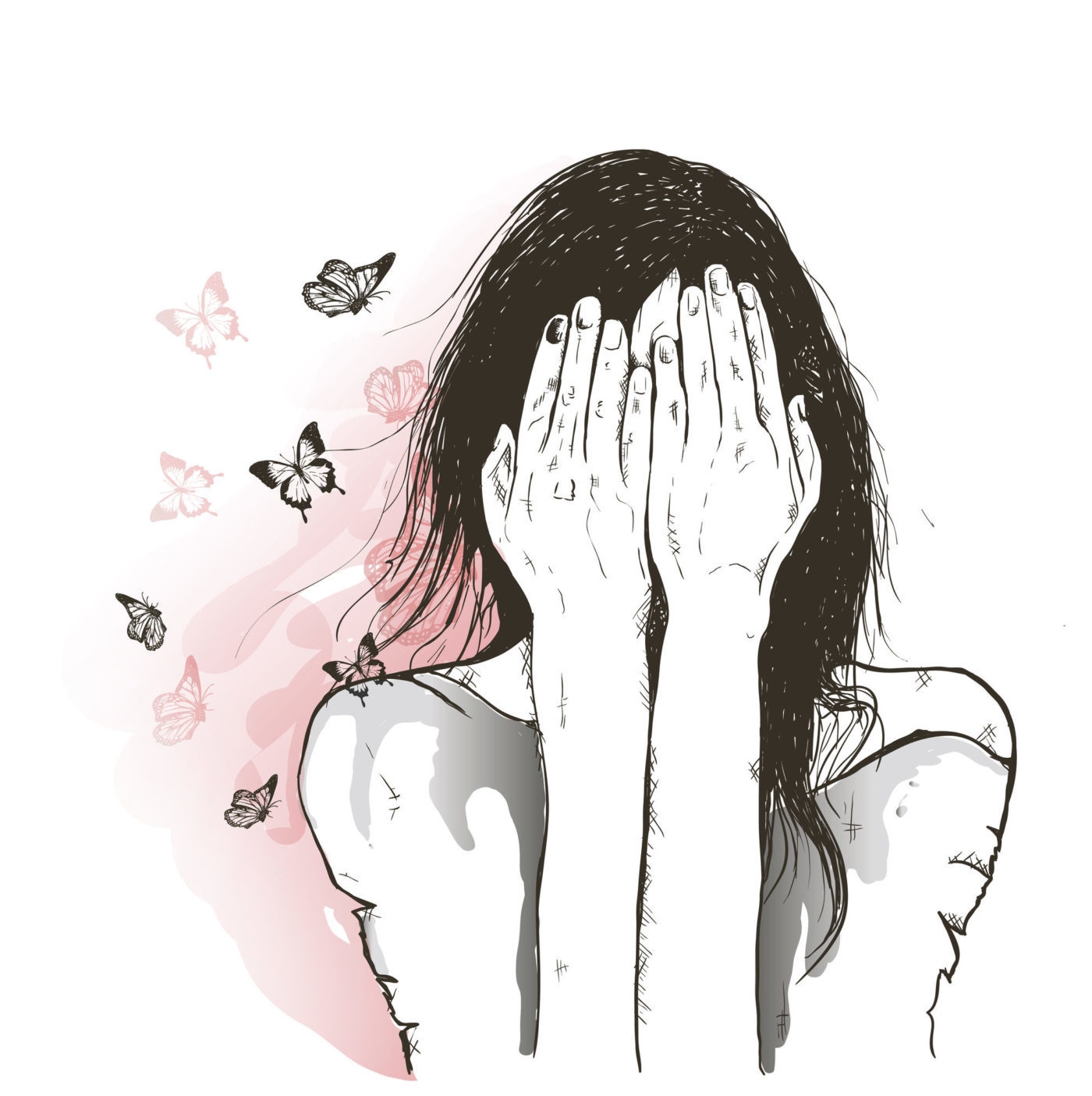 «Девушка закрыла лицо руками …» — картинка создана в Шедевруме