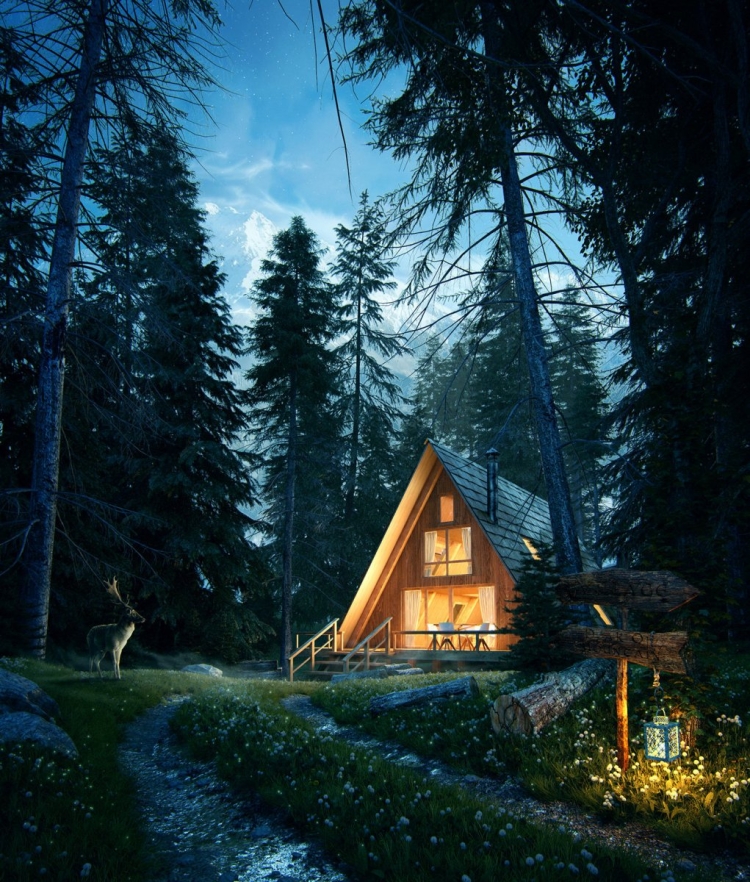 Романтические домики в лесу