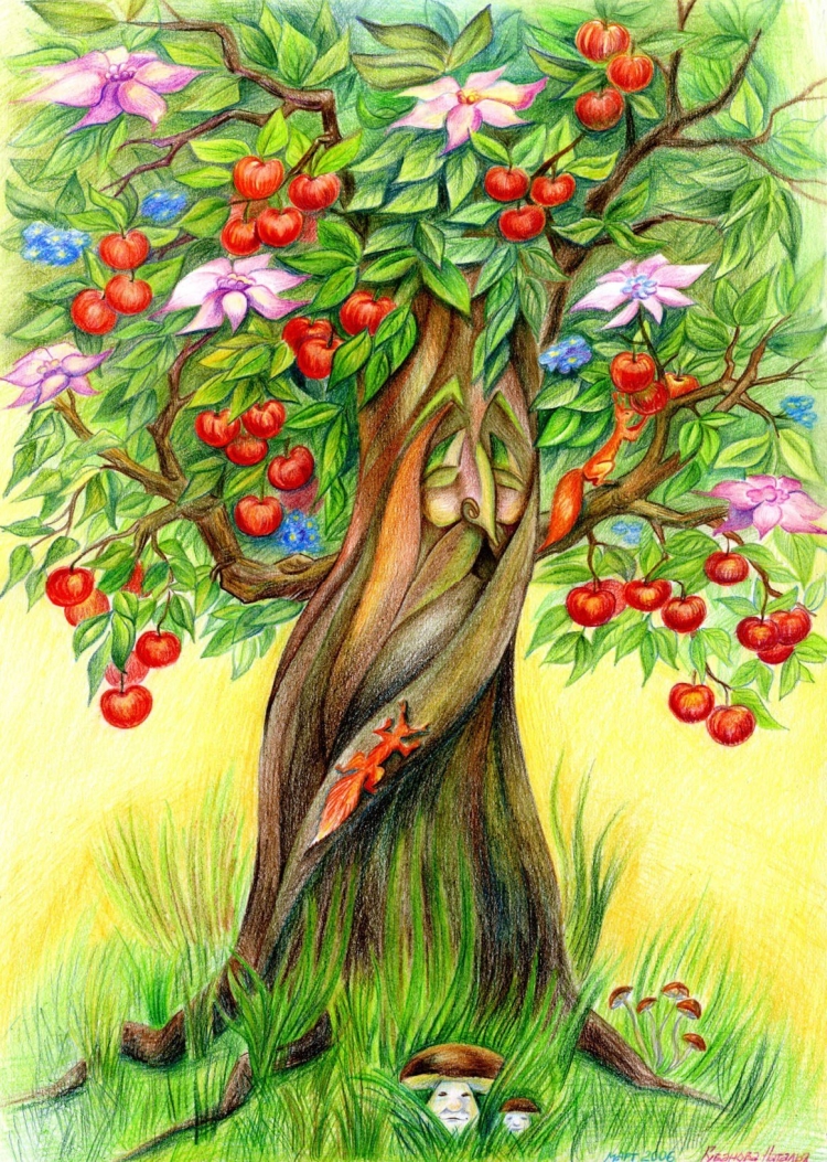 Яблоня в лесу