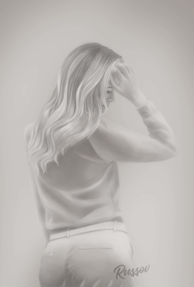 Рисунок девушка блондинка со спины