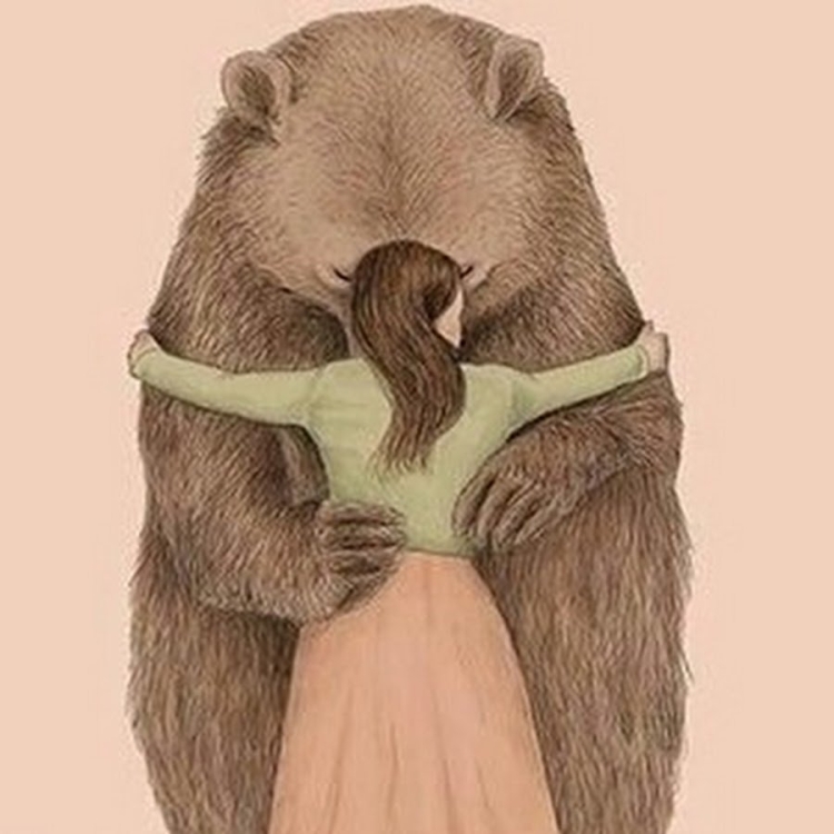 Медведь и девушка рисунок