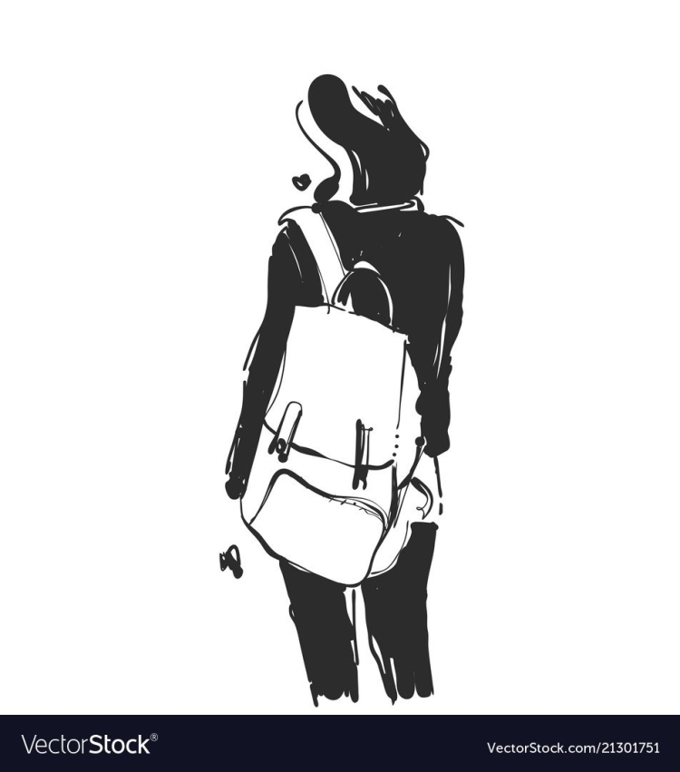 Девушка с рюкзаком рисунок