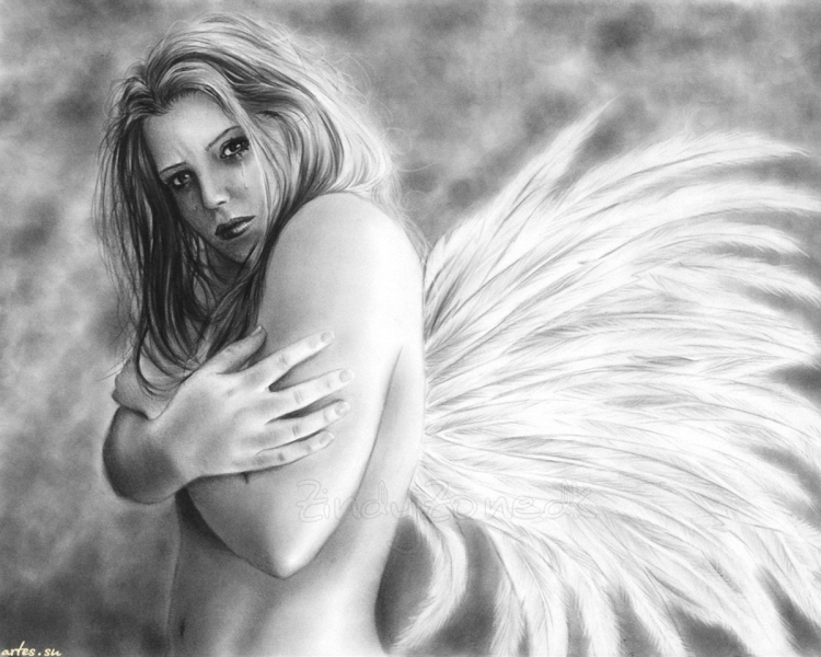 Девушка с крыльями рисунок