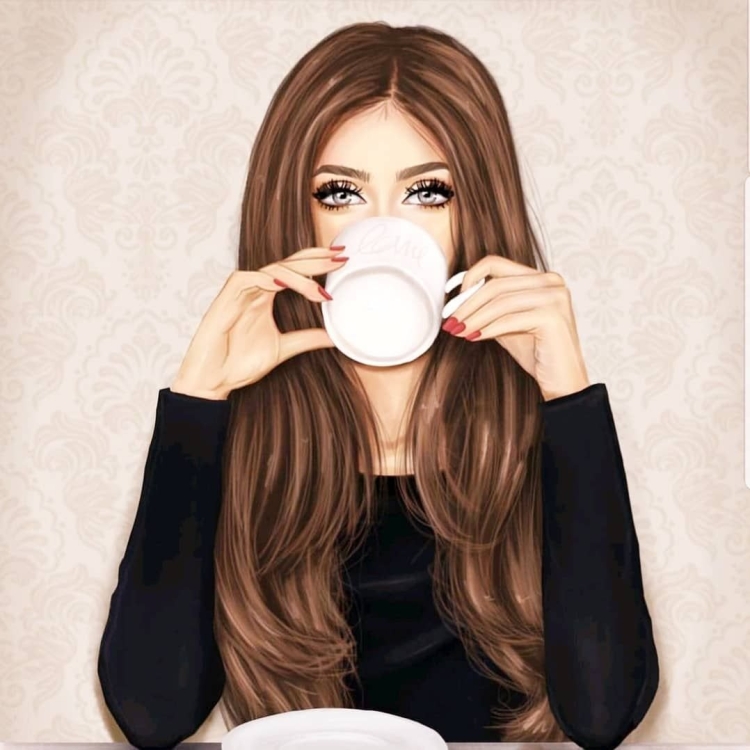 Девушка с кофе рисунок
