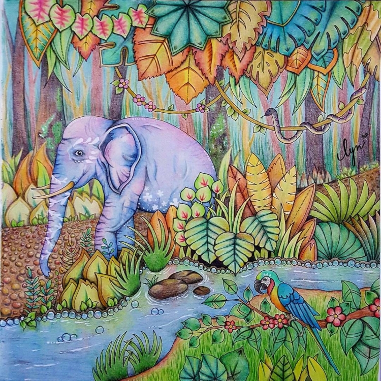 Индийские слоны в тропическом лесу
