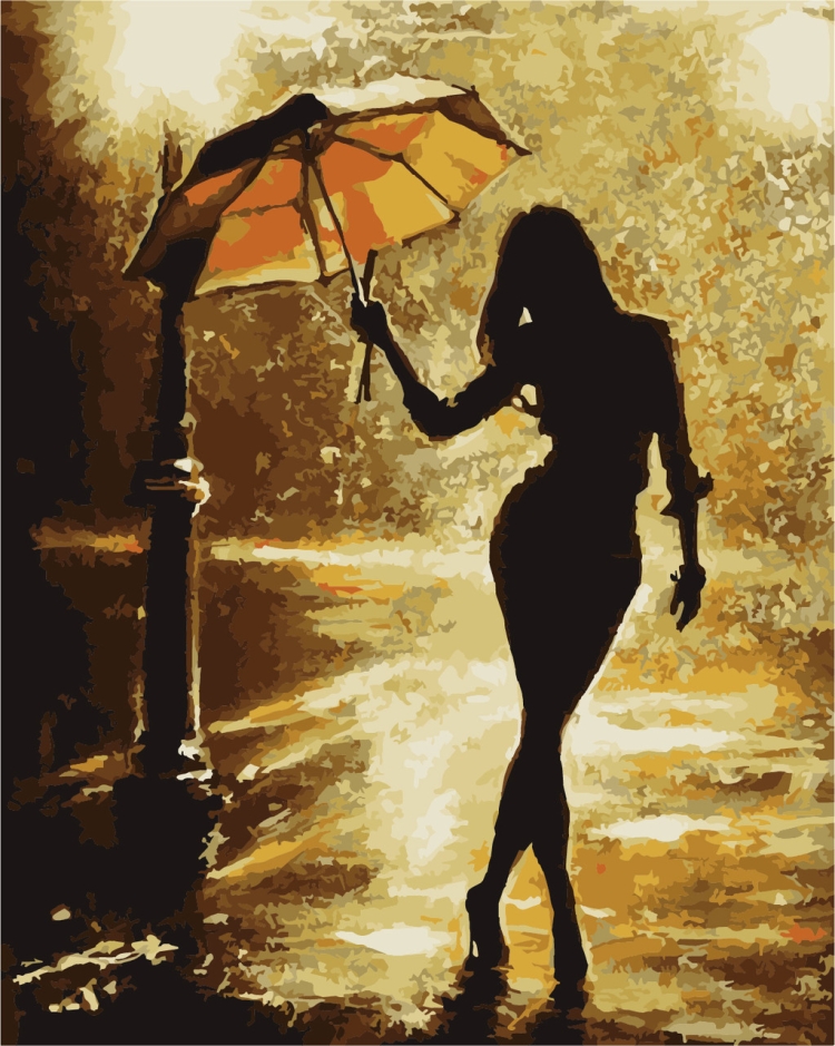 Девушка под дождем рисунок