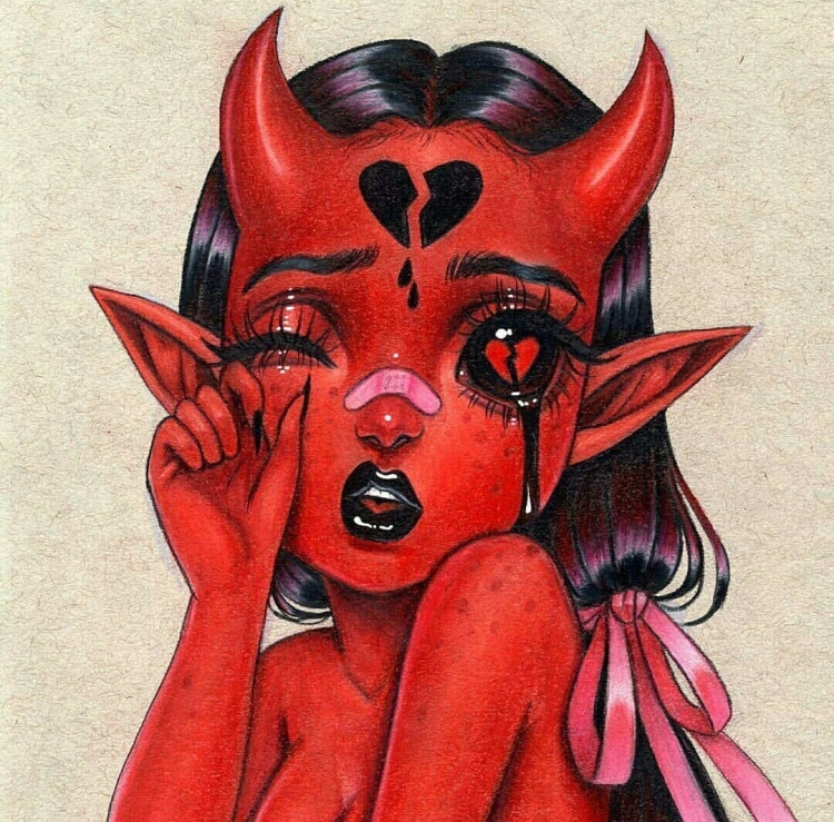 Девушка демон рисунок