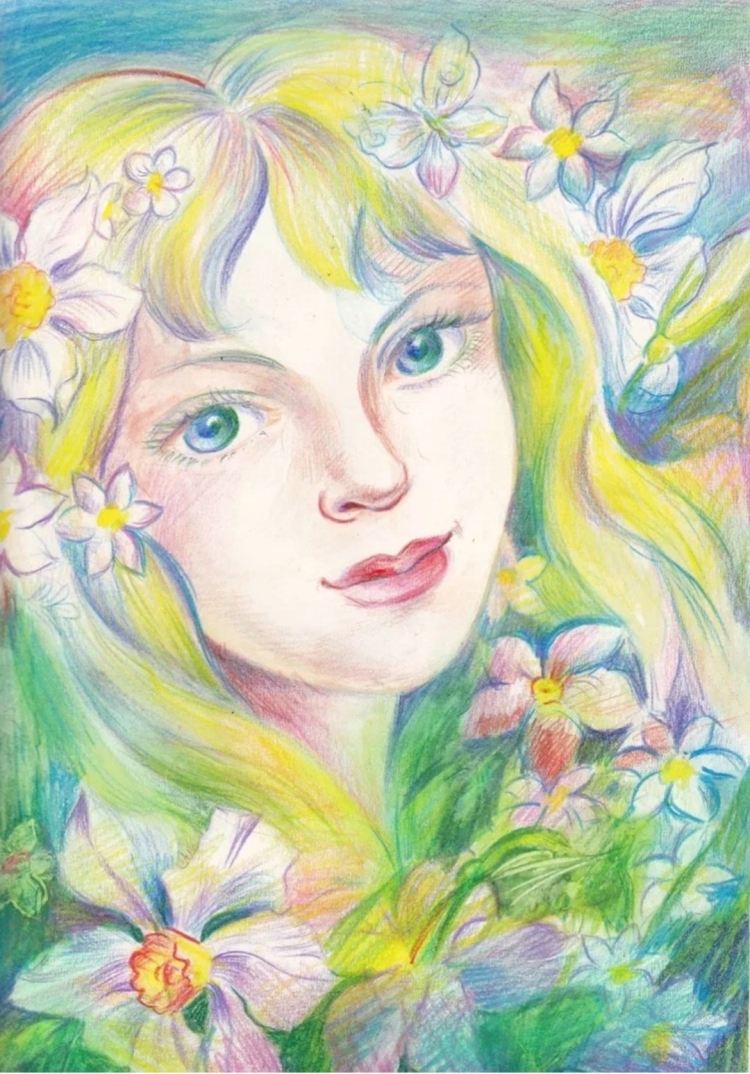 Девушка весна рисунок поэтапно
