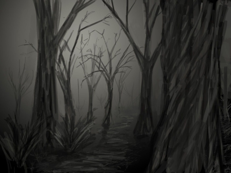 Туманный страшный лес