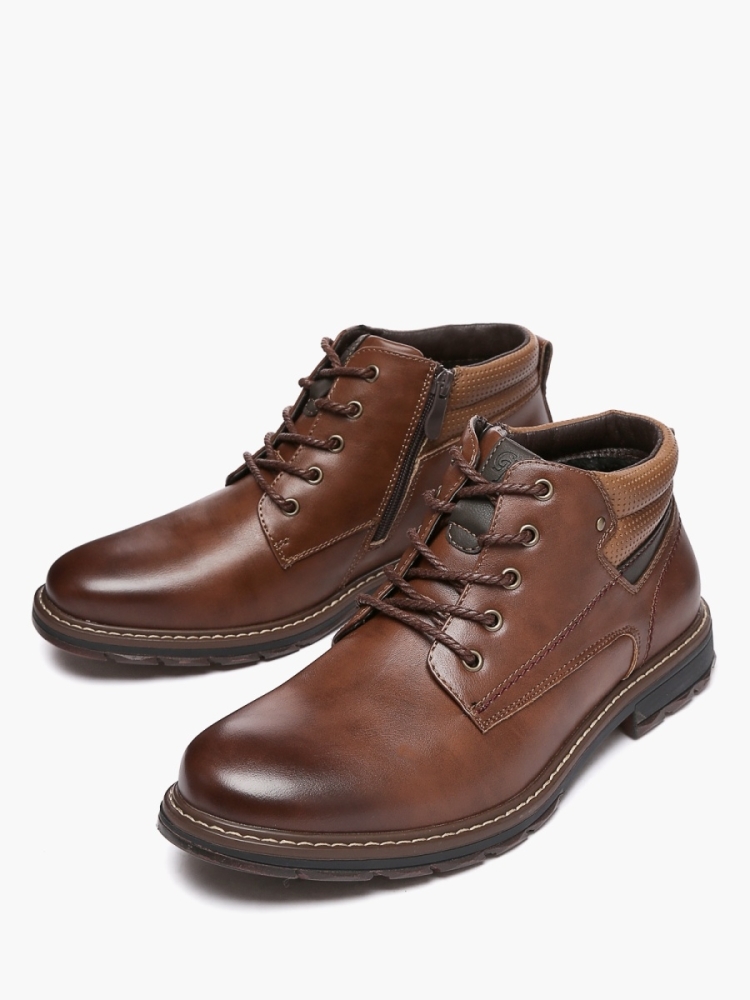 Мужские осенние коричневые кожаные ботинки