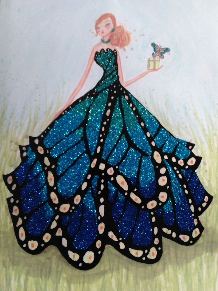 Рисунок платья бабочки