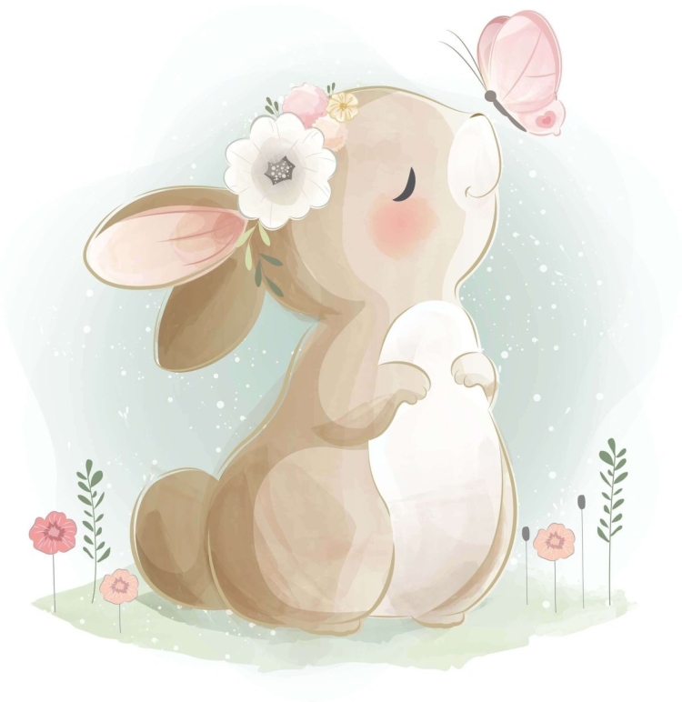 Рисунок заяц с бабочкой