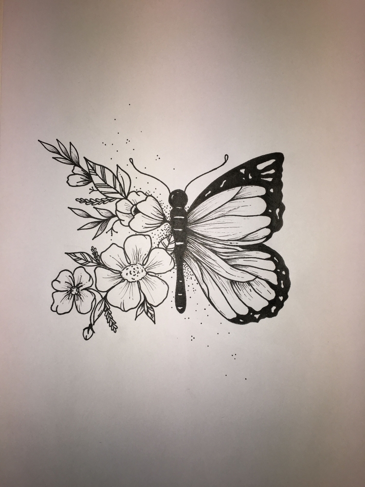 Необычная бабочка рисунок