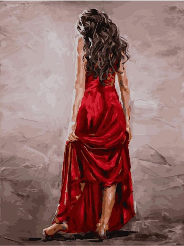 Осеннее длинное красное платье
