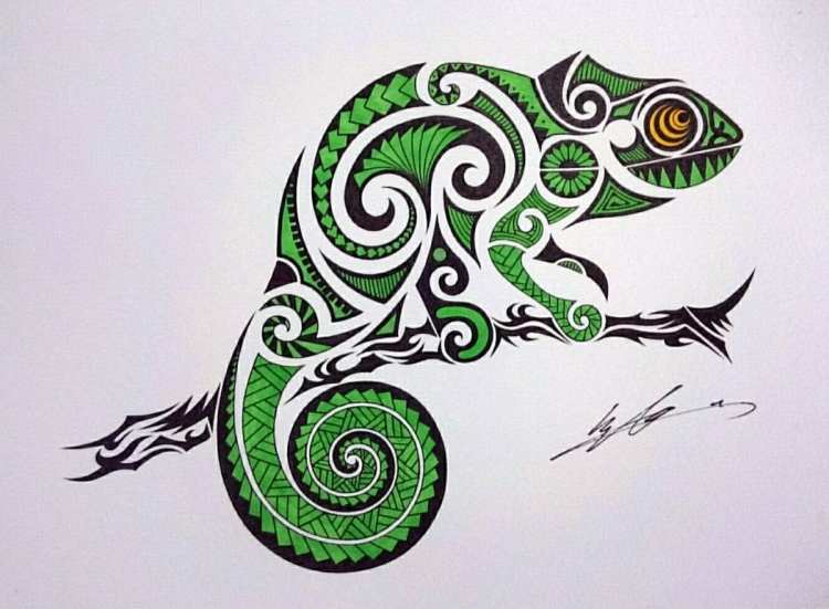 Зеленая ящерица рисунок