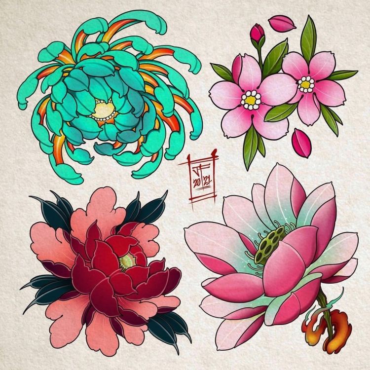 Рисунок японские цветы