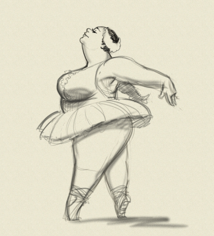 Рисунок толстая балерина