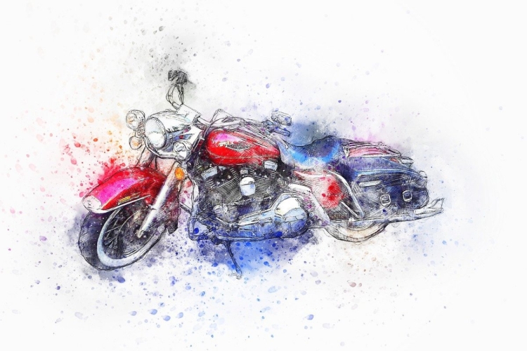 Рисунок мотоцикла акварелью