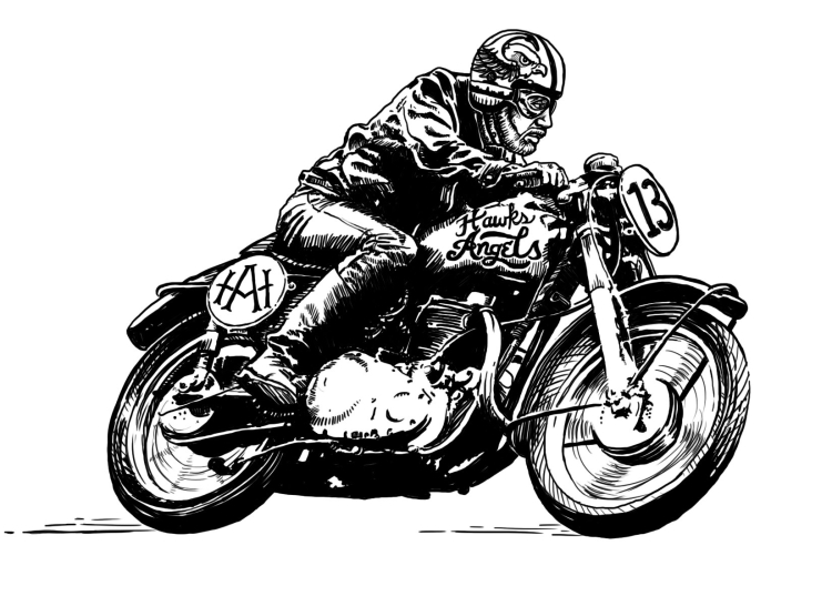 Мотоцикл черный рисунок