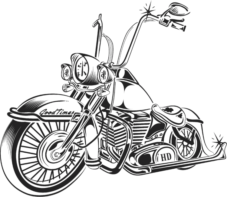 Мотоцикл черно белый рисунок