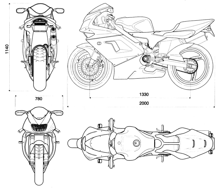 Мотоцикл сверху рисунок