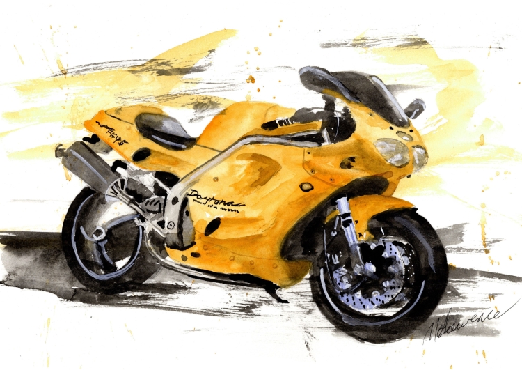 Мотоцикл рисунок красками